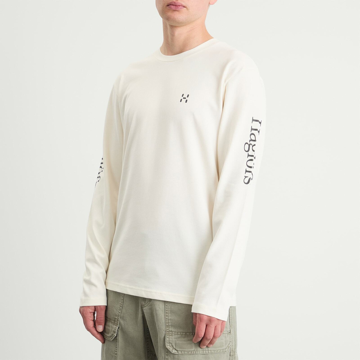 Haglöfs Men's Long Sleeve Brand T-Shirt in Soft White