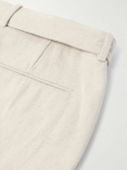 Stòffa - Straight-Leg Belted Cotton-Twill Trousers - Neutrals