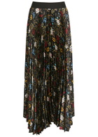 Alice + Olivia Katzz Floral-print Satin Maxi Skirt Black