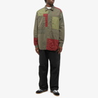 Comme Des Garçons Homme Men's Patchwork Fabric Shirt in Khaki/Red/Black