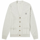 Maison Kitsuné Men's Bold Fox Head Patch Cardigan in Light Grey Melange