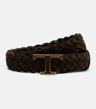 Tod's T Timeless braided suede belt