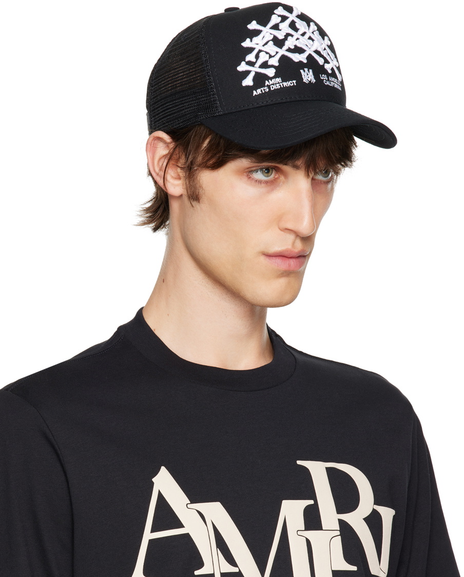 関税送料込【AMIRI】アミリ BONES STACKED トラッカーハット AMIRI Black Bones Stacked Trucker Cap Amiri