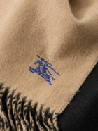 Burberry - Reversible Logo-Embroidered Fringed Cashmere Scarf