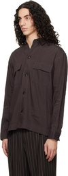 BOSS Brown Flap Pocket Linen Shirt