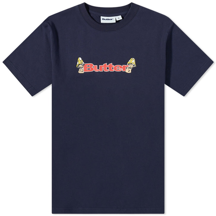 Photo: Butter Goods Men's Shrooms Logo T-Shirt in Navy