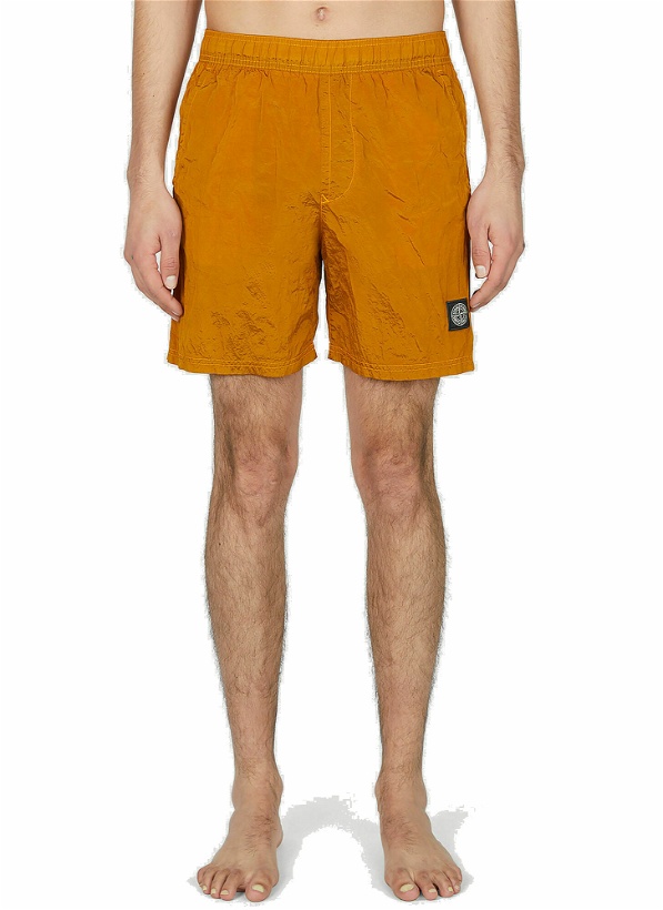Photo: Stone Island - Compass Patch Swim Shorts in Orange