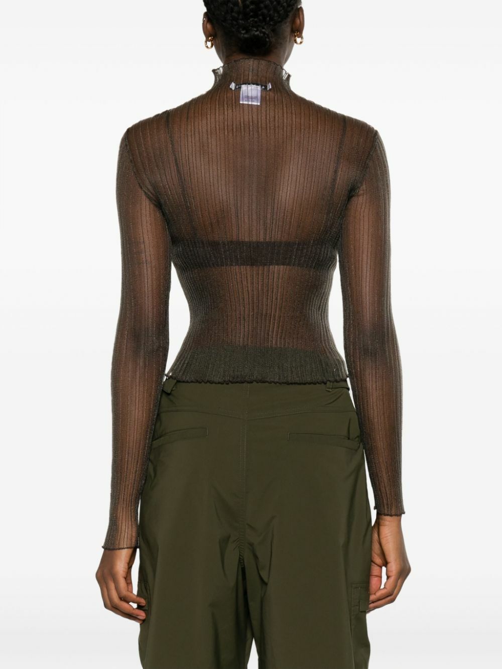 AISLING CAMPS Grey Modern Mist Sheer Long Sleeve Top