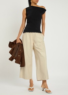 Arma Elizabeth Wide-leg Leather Trousers Ecru