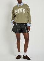 Anine Bing Trenton Logo-appliquéd Cotton Sweatshirt Green
