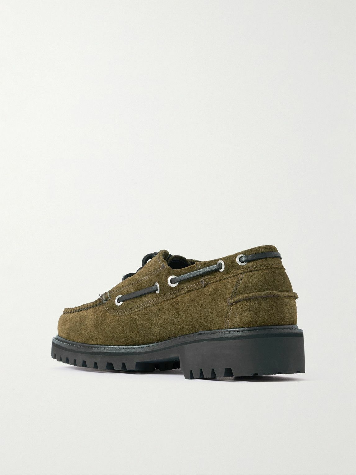 G.H. BASS - Ranger Camp Moc Leather-Trimmed Suede Boat Shoes - Green
