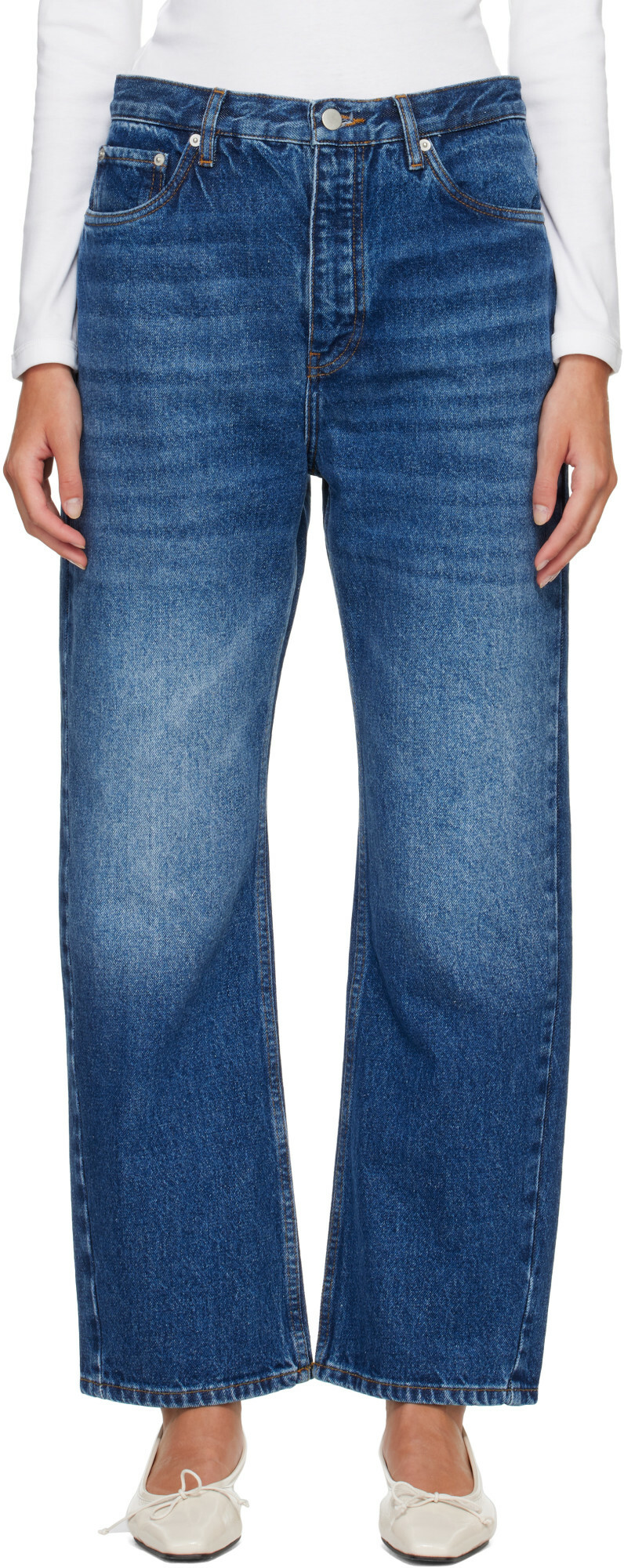 Studio Nicholson Navy Denjo Straight Leg Jeans