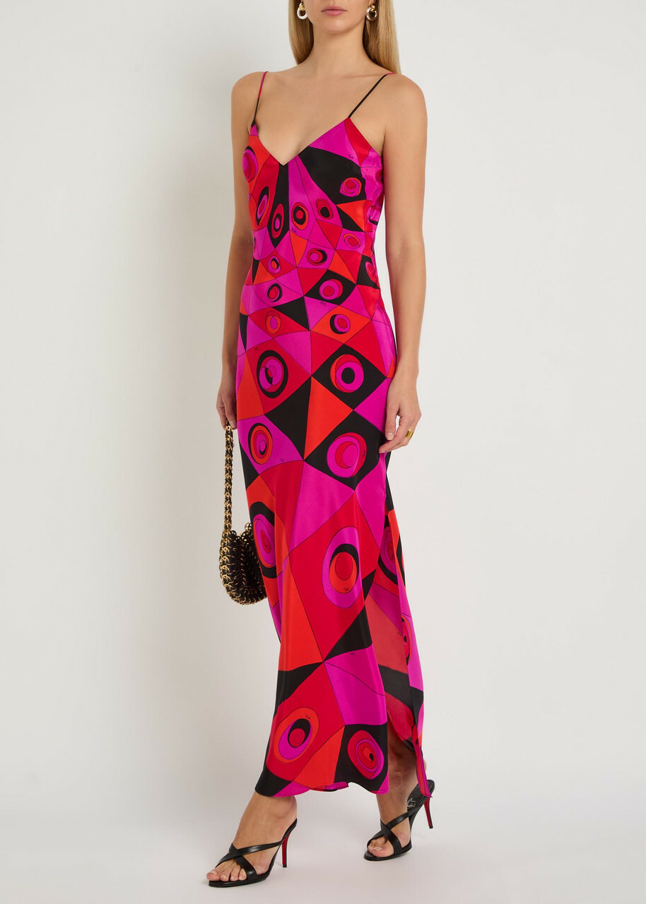 Pucci Printed Silk Maxi Dress Pink