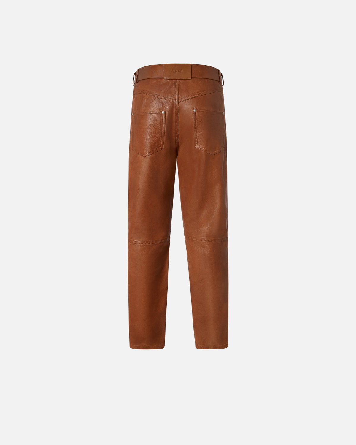 Pinko Leather Trousers With Belt Warm Bronze