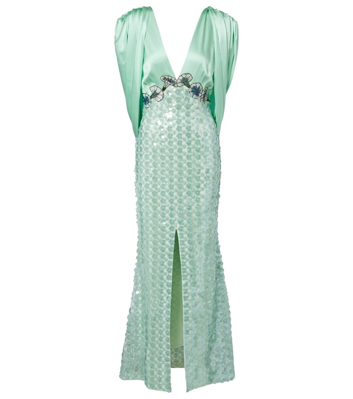 Photo: Là Fuori Sequined caped open-back gown
