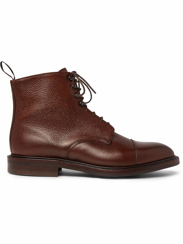 Photo: Kingsman - George Cleverley Cap-Toe Pebble-Grain Leather Boots - Brown
