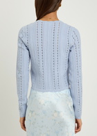 Loveshackfancy Peridot Cropped Pointelle-knit Cardigan Light Purple