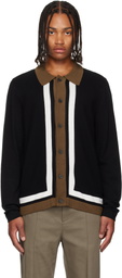 Hugo Black Button-Up Striped Cardigan