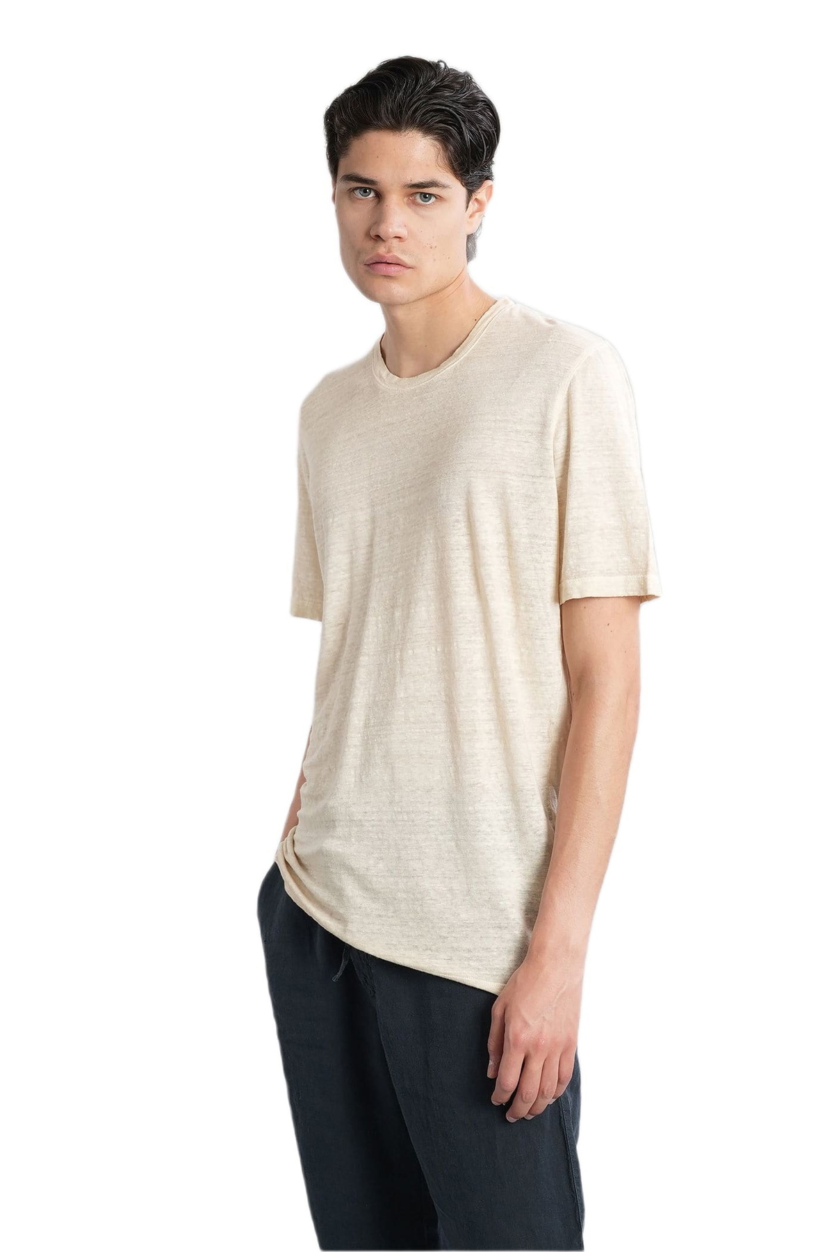 120% Lino T-shirt In Beige Linen