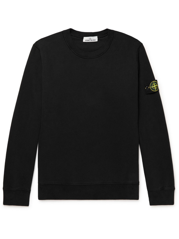 Photo: Stone Island - Logo-Appliquéd Cotton-Jersey Sweatshirt - Black