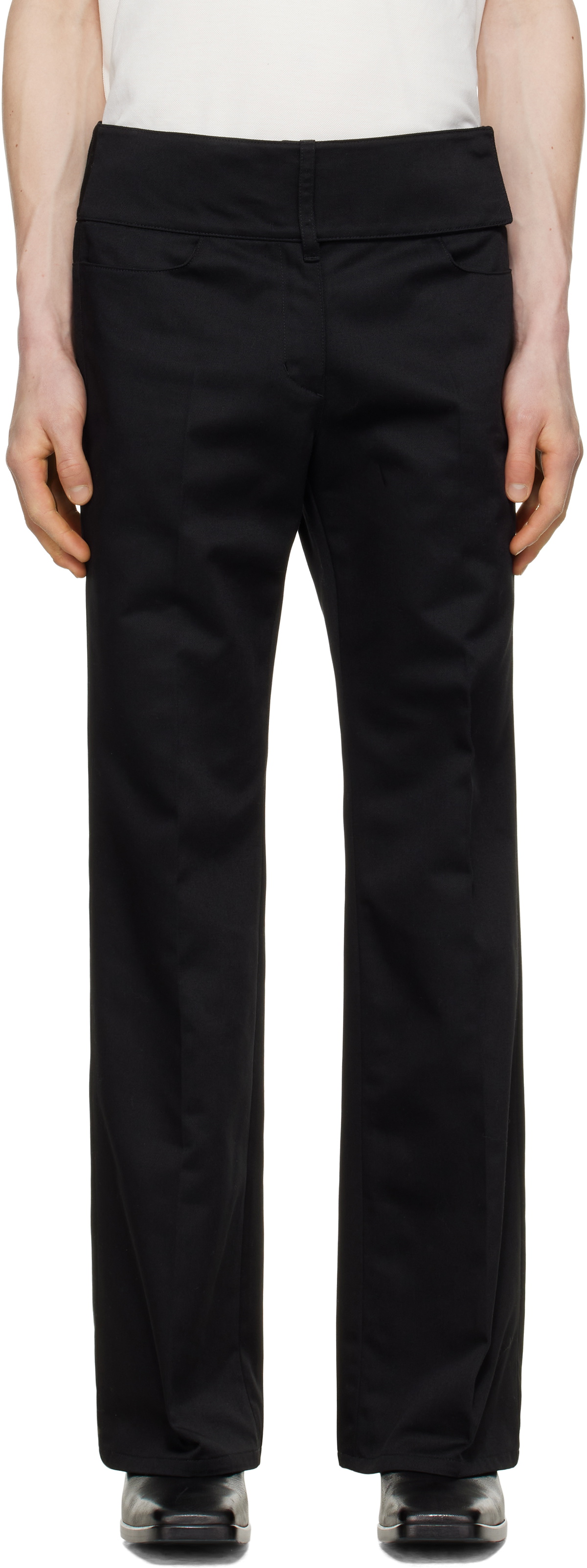 Courrèges Black Signature 70's Bootcut Trousers Courreges