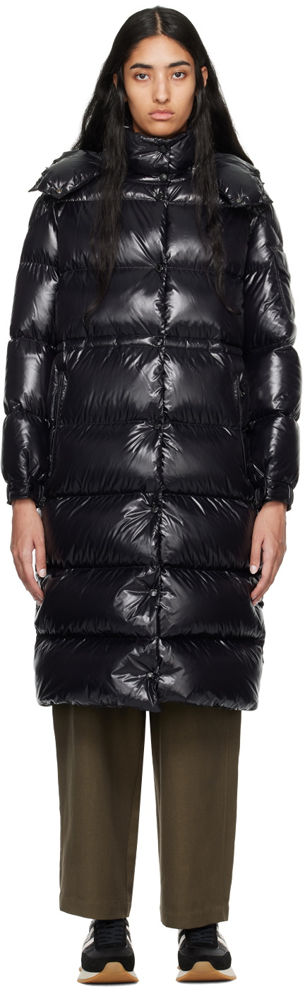 Moncler 2025 Cavettaz Long Coat Black Nylon Down