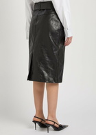 Saint Laurent Belted Leather Midi Skirt Black