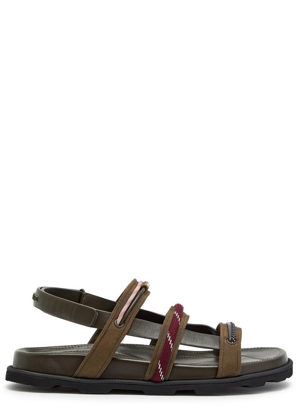 Photo: Moncler Vera Isla Grosgrain and Leather Sandals Brown