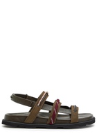 Moncler Vera Isla Grosgrain and Leather Sandals Brown