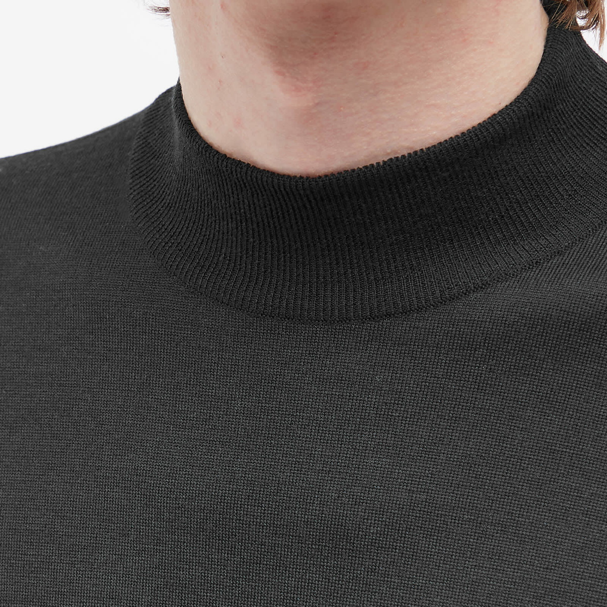John Smedley Men's Harcourt Mock Neck Knit in Black John Smedley