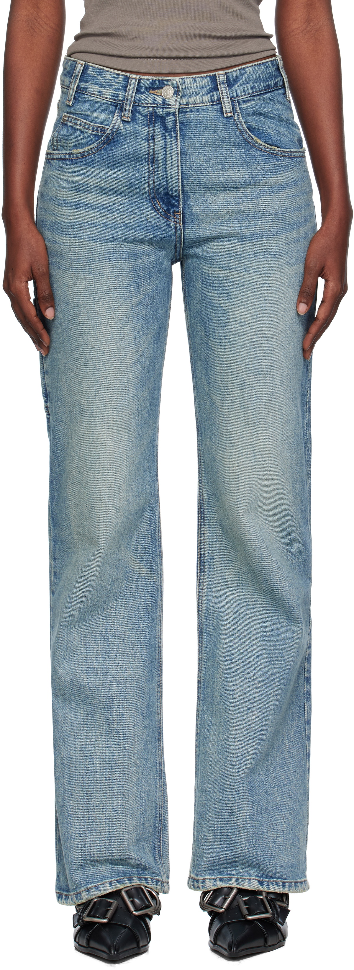 OPEN YY Women's Cargo Pocket Jeans in Black OPEN YY