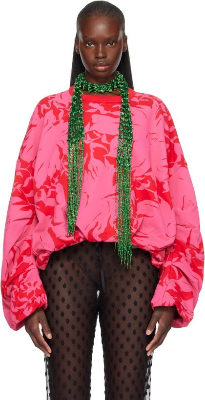 Photo: Dries Van Noten Red & Pink Draped Sweatshirt