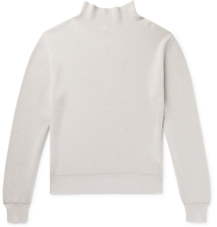 Photo: The Row - Daniel Ribbed Cashmere Rollneck Sweater - Neutrals