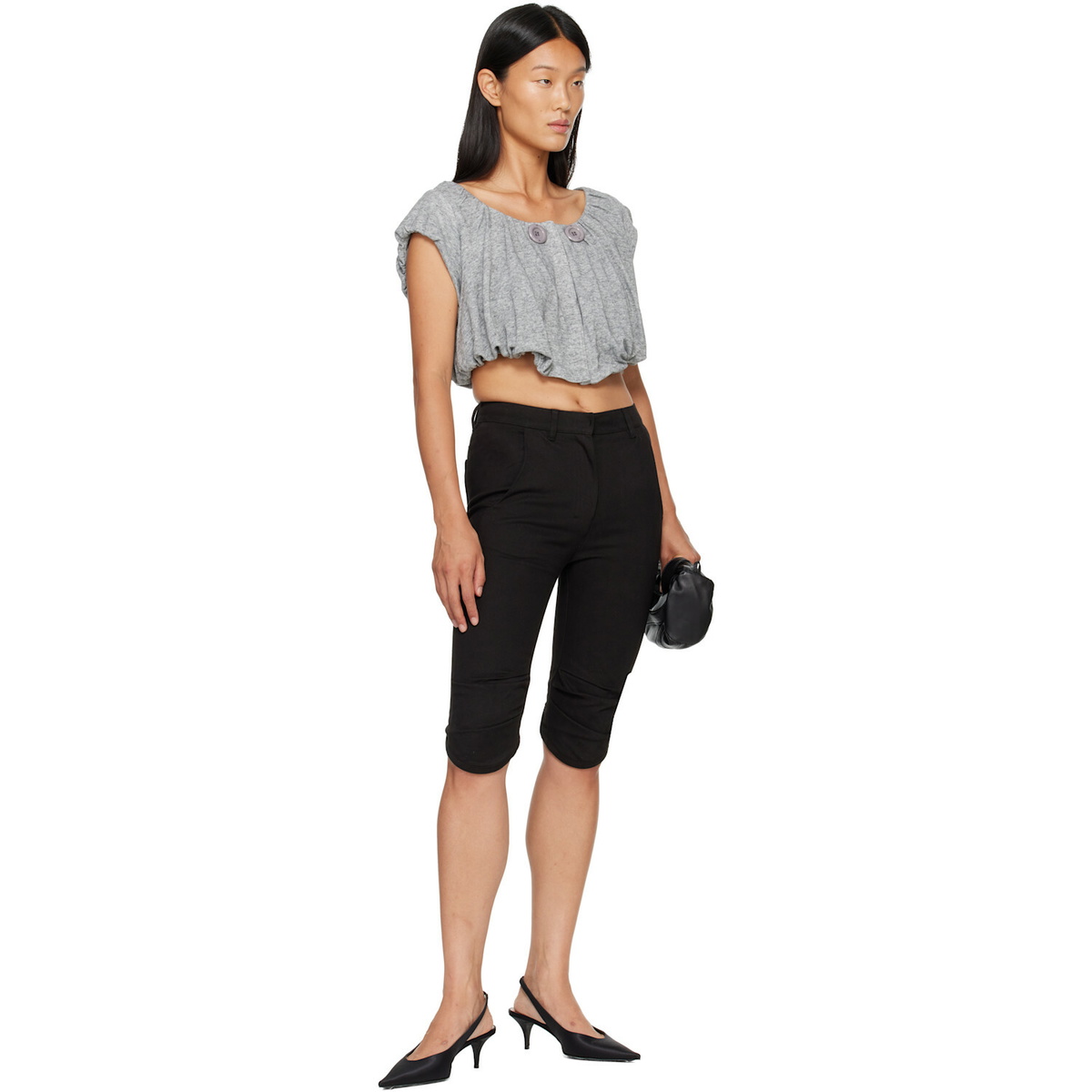 OPEN YY Black Round Cut Capri Shorts