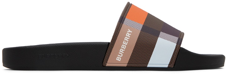 Photo: Burberry Brown Colorblock Check Slides