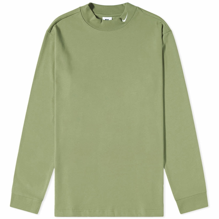 Photo: Nike Men's Life Mock Neck T-Shirt in Oil Green/White