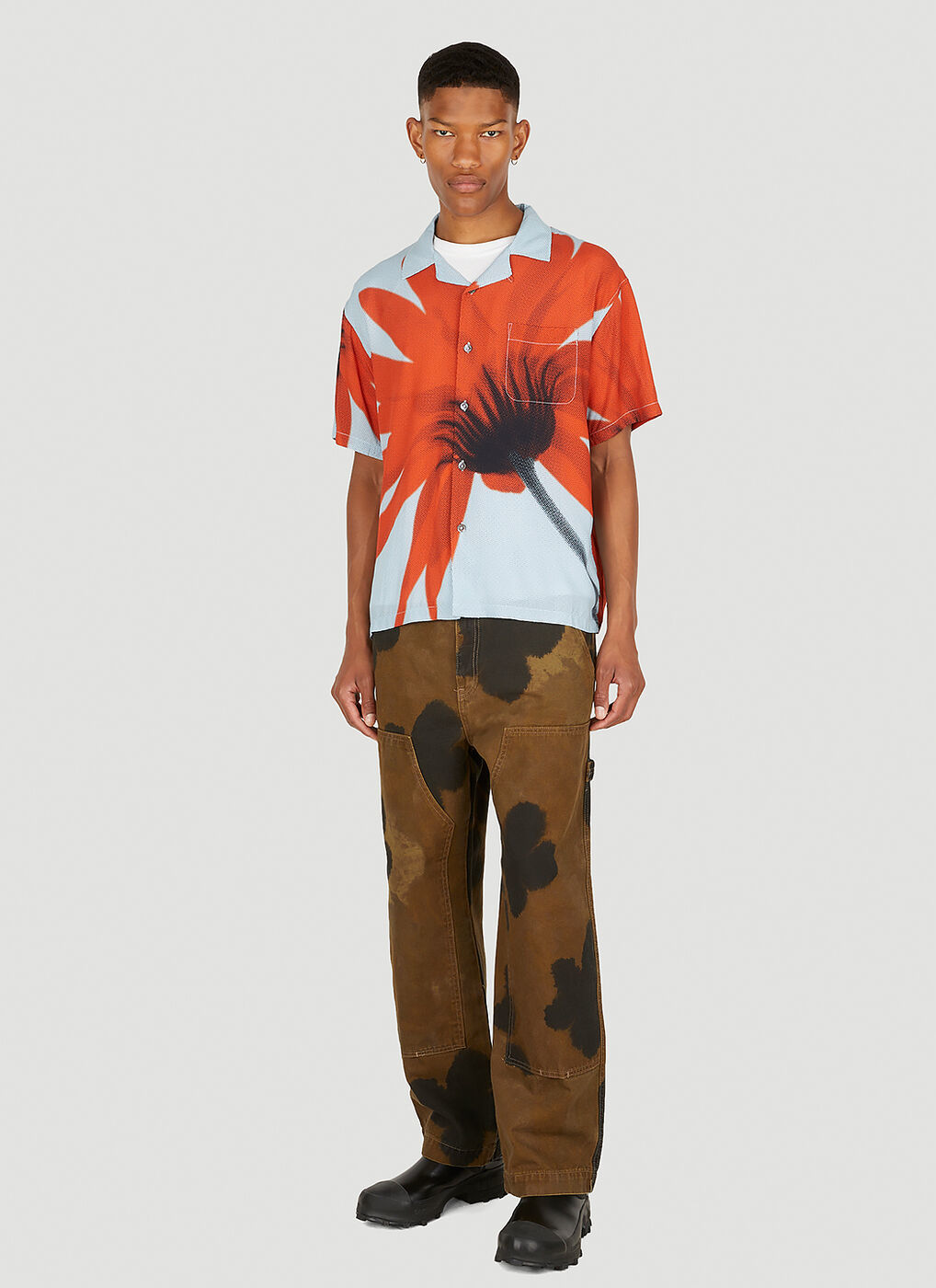 Floral Dyed Work Pants in Brown Stussy