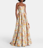 Markarian Floral lamé brocade corset gown