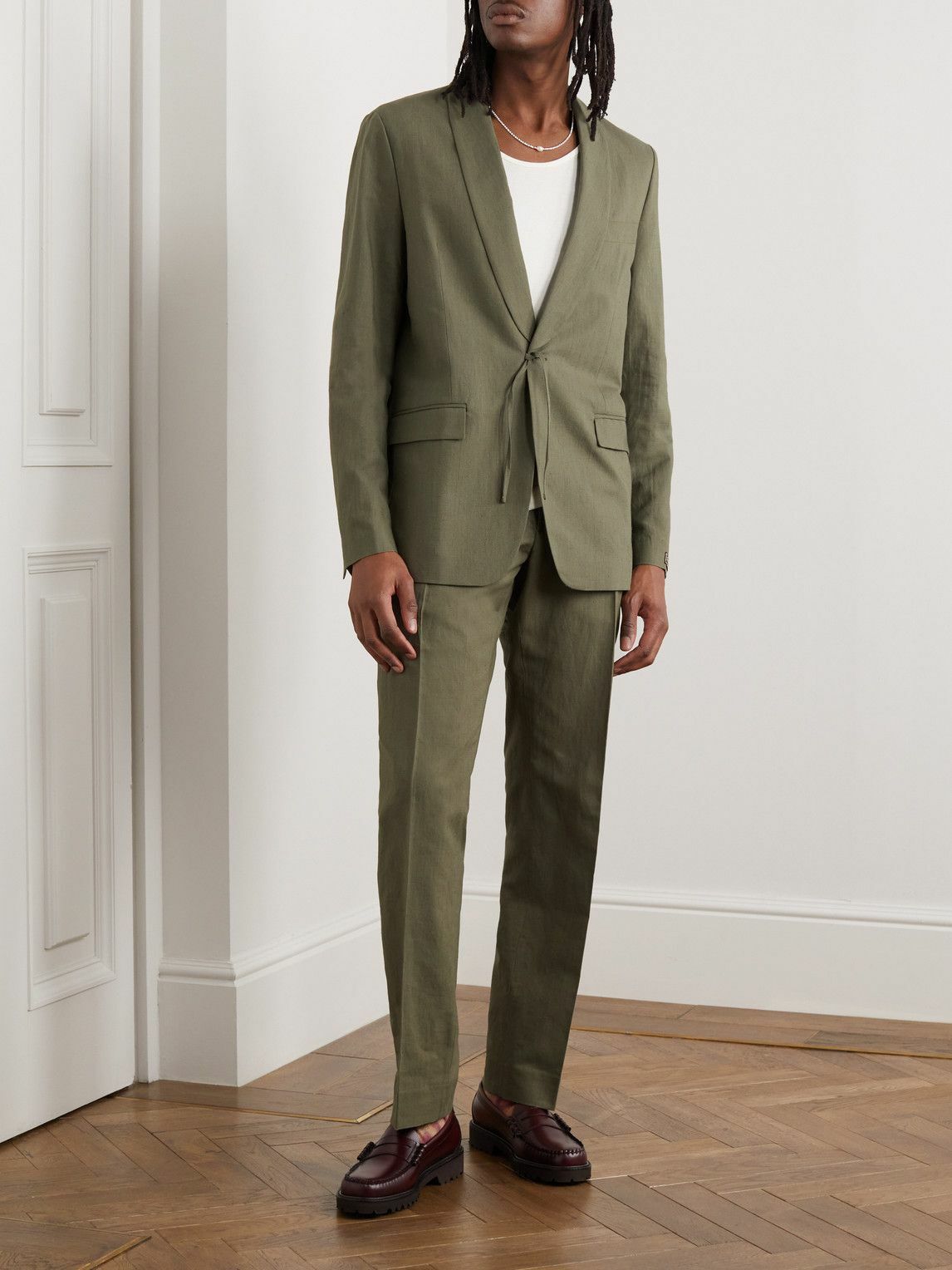 A Kind Of Guise - Shinji Cotton and Linen-Blend Blazer - Green