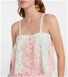LoveShackFancy Maitri lace-trimmed floral cotton top