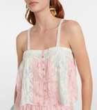 LoveShackFancy Maitri lace-trimmed floral cotton top