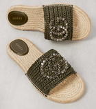 Gucci GG embellished raffia slides