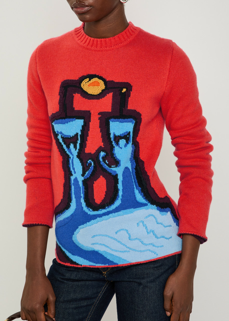Gabriela Hearst Avichai Intarsia Cashmere Jumper Red