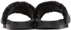 Givenchy Black Shearling Monogram Flat Slides