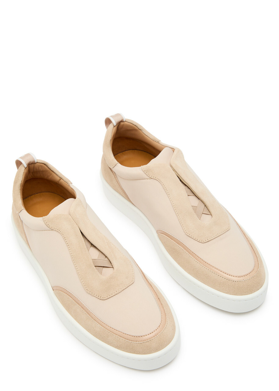 Aurélien Leisure Panelled Suede Sneakers Beige
