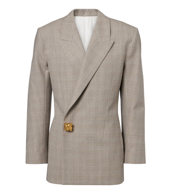 Photo: Bottega Veneta Checked double-breasted wool blazer