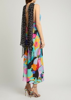 Rixo Hayley Printed Scarf-effect Silk Midi Dress Multicoloured