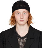 AIREI Black Embroidered Beanie