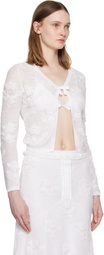 SHUSHU/TONG White Threadwork Bow Cardigan
