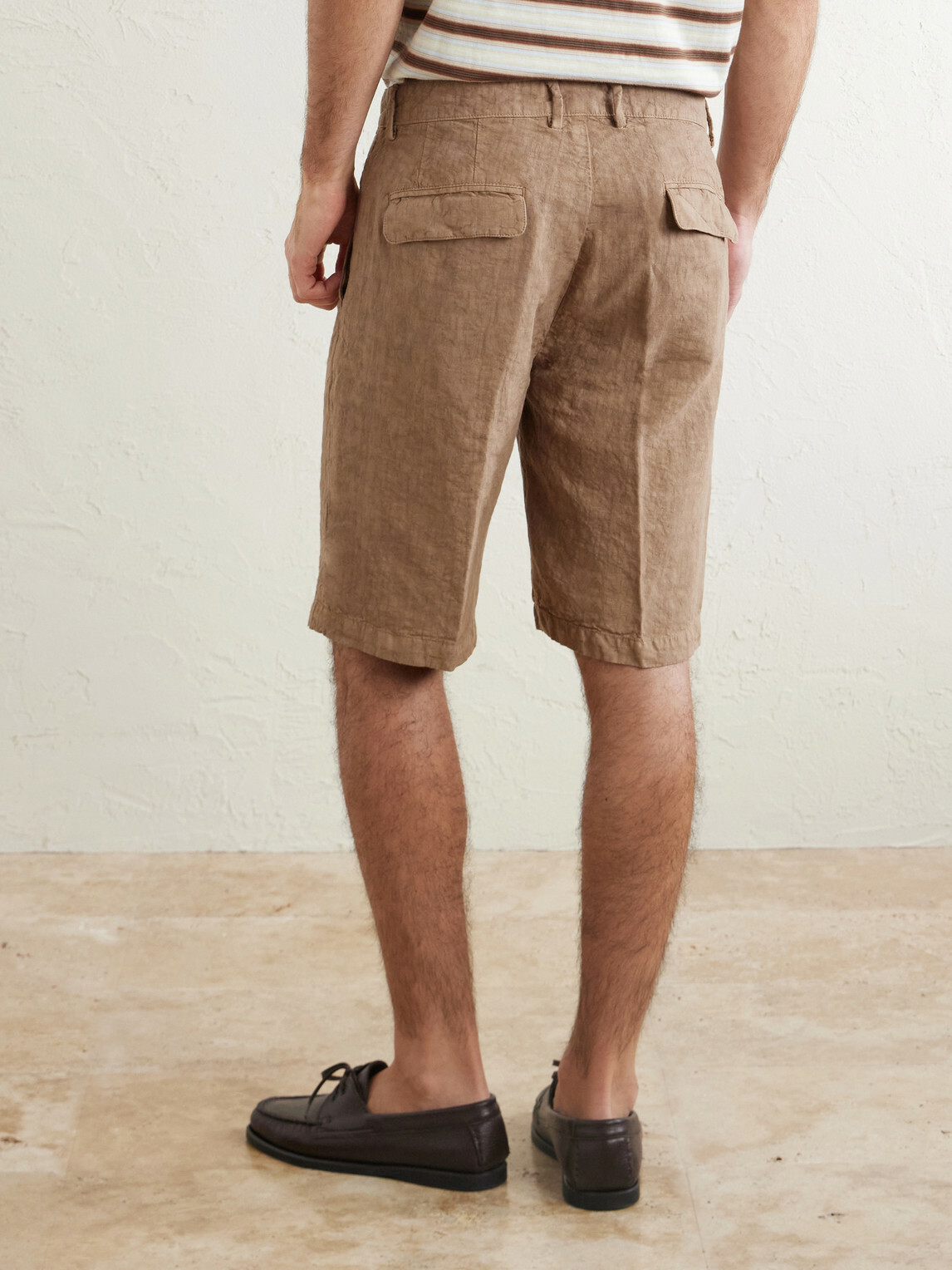 Massimo Alba - Alaccia Straight-Leg Pleated Linen Shorts - Brown
